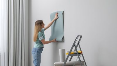 femme-mets-papier-peint